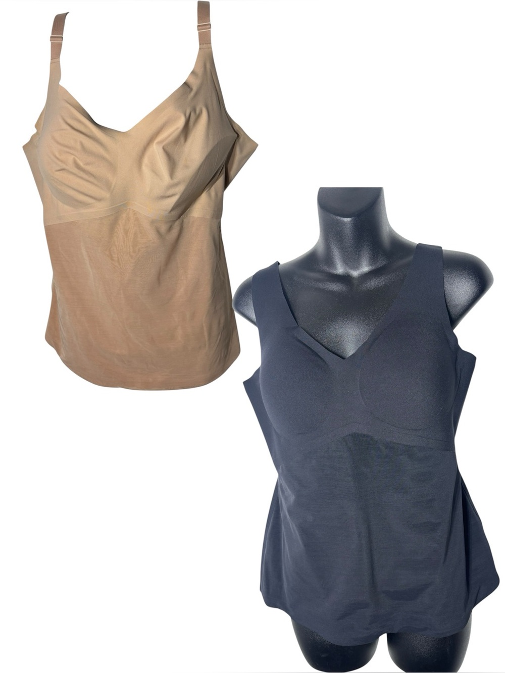 Honeylove women’s 2x liftwear tank and cami nude/black bra top compression